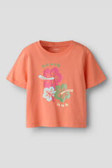 Name it T-shirt manga curta para menina rosa