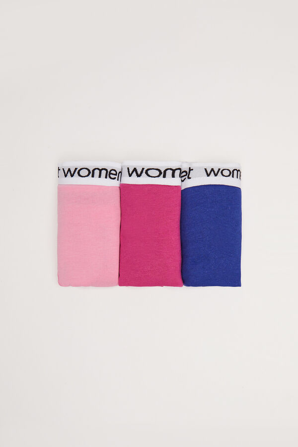 Womensecret Pack 3 tangas algodão logo rosa