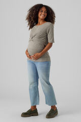 Mamalicious Top de manga corta y cuello redondo doble funcion  gris