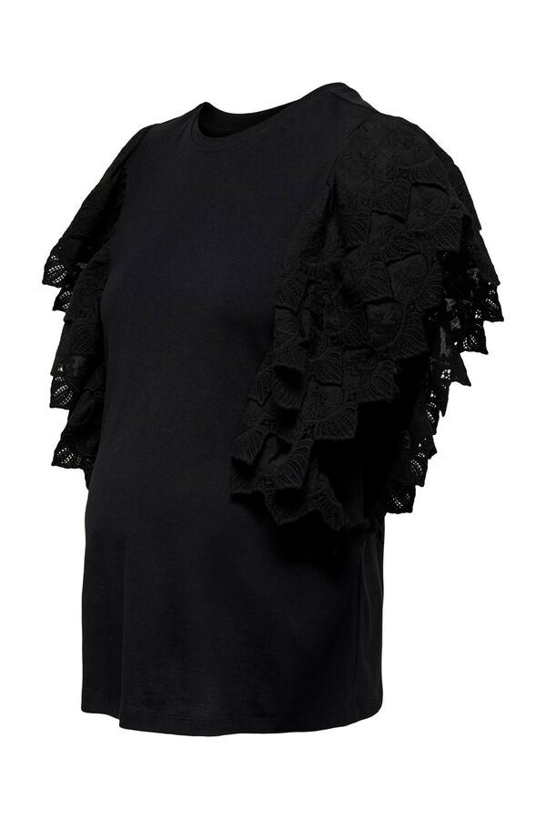 Only Maternity T-shirt pré-mamã com mangas franzidas preto