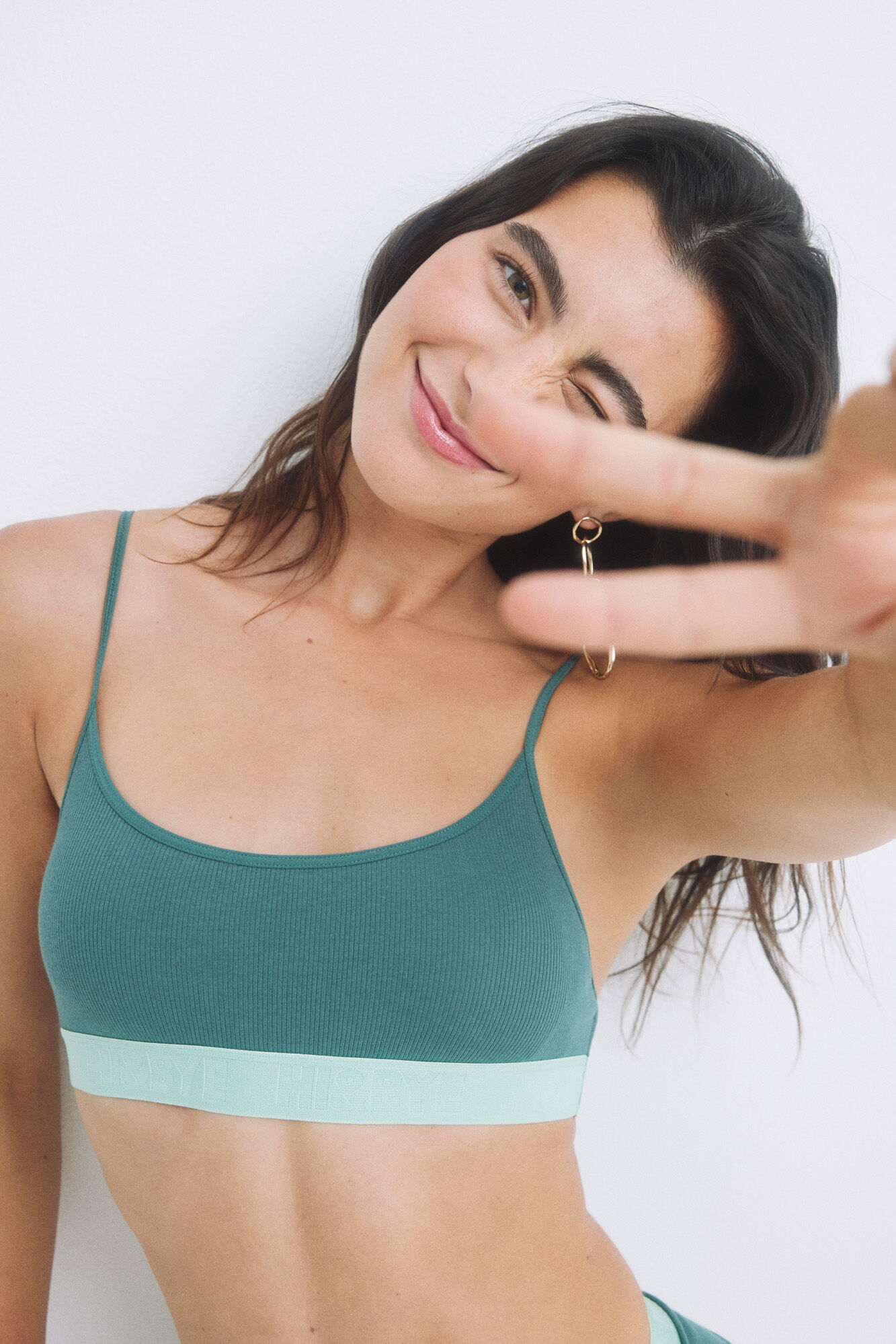 HI&BYE Sujetador top algod&oacute;n verde