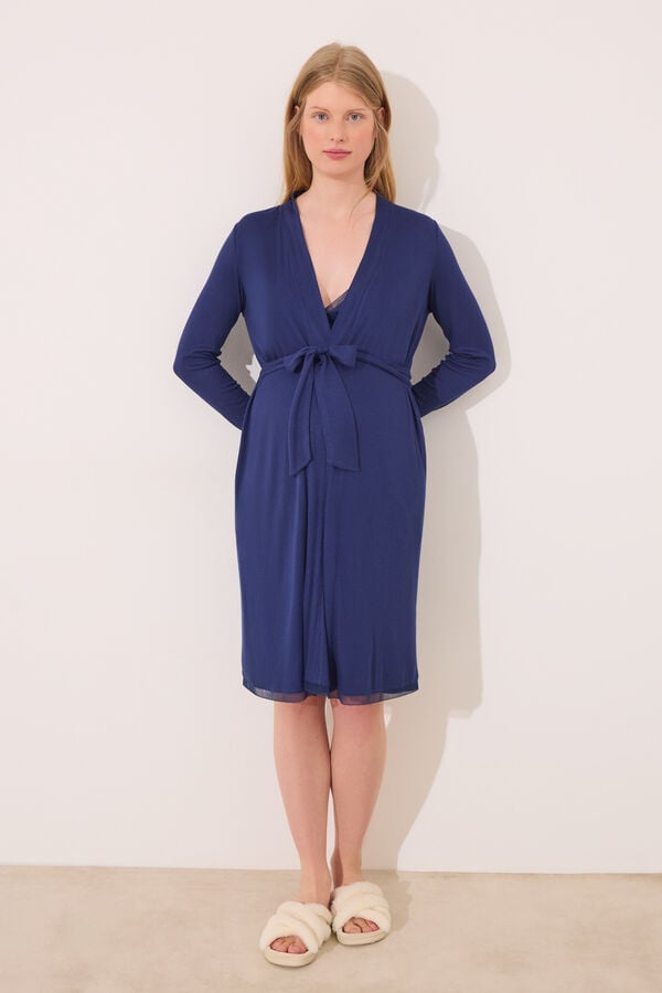Women'secret Robe midi azul "maternity" com soft touch azul