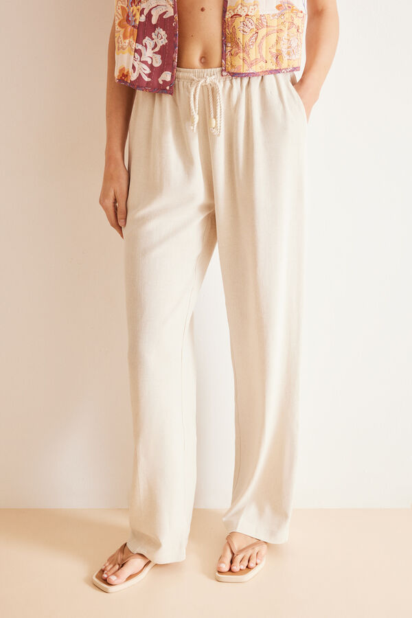 Women'secret Cal&ccedil;as linho beige bege