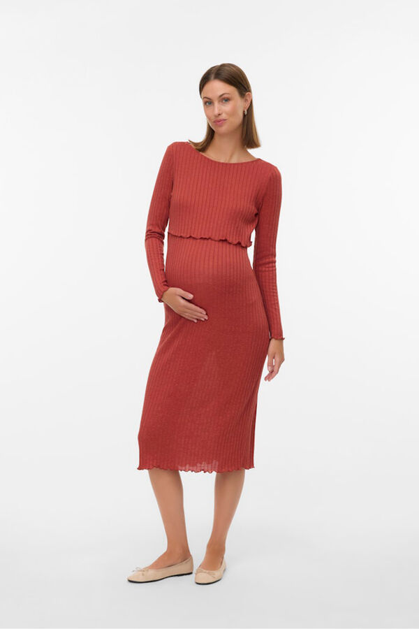 Mamalicious Vestido midi para maternity e amamenta&ccedil;&atilde;o  vermelho