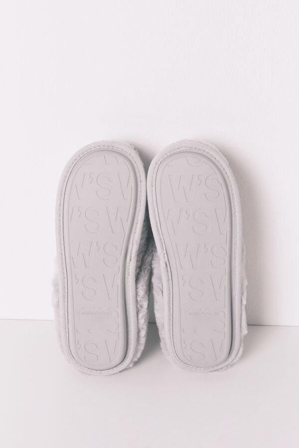 Women'secret Zapatillas casa pelo estampado animal gris