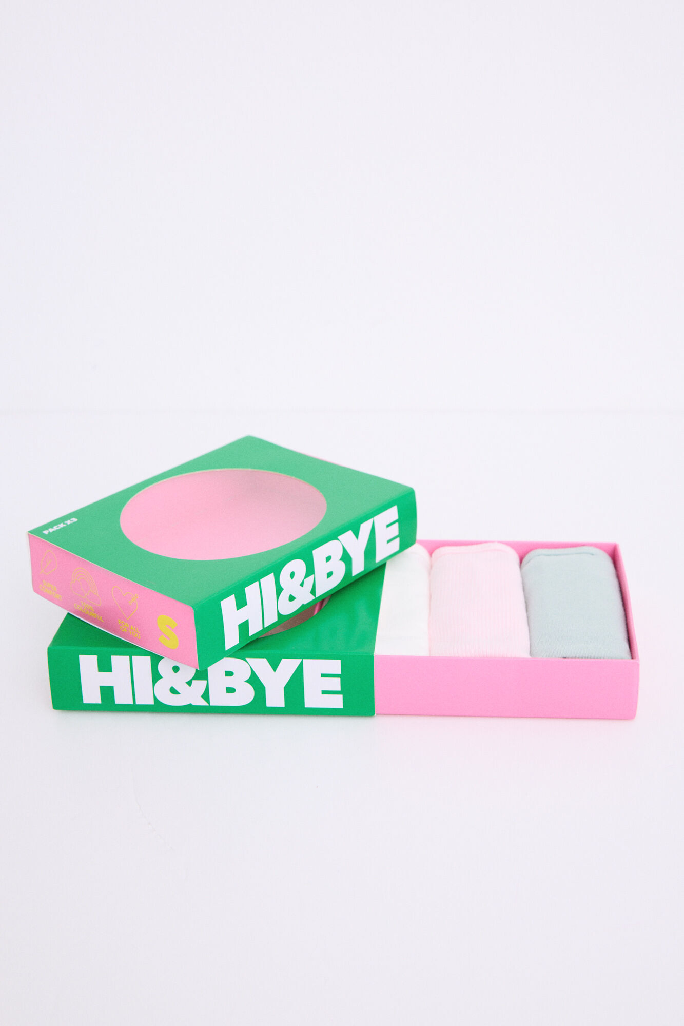 HI&BYE Pacote de 3 cuecas brasileiras brancas, rosa, verdes