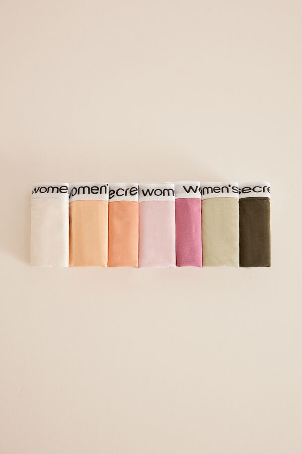 Women'secret Pack 7 tangas algod&oacute;n logo blanco