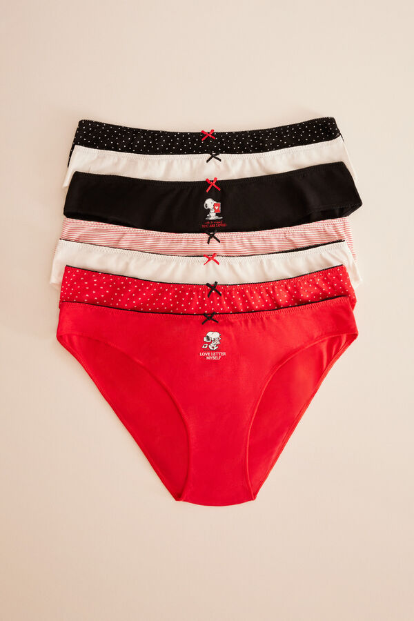 Women'secret Pack 7 bragas algod&oacute;n Snoopy burdeos