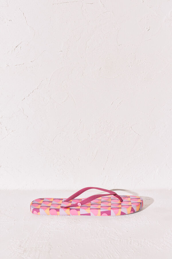 Women'secret Chanclas dedo estampado geom&eacute;trico rosa rosa