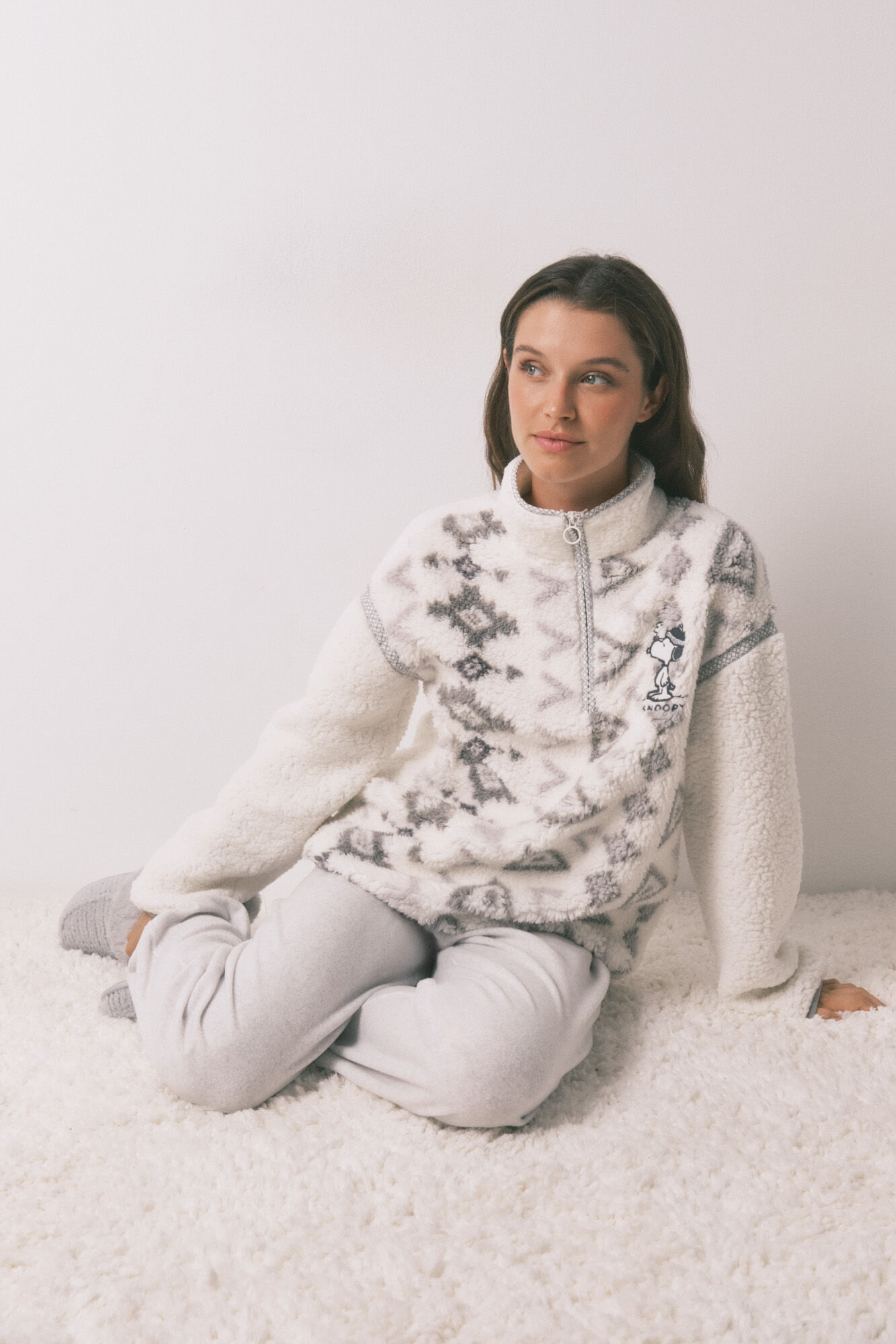 Women'secret Pijama largo borrego y polar Snoopy 