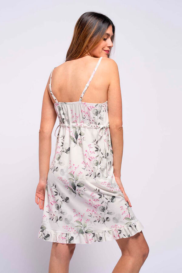 Ohma! Camisa de dormir de amamenta&ccedil;&atilde;o &agrave;s flores com al&ccedil;as branco