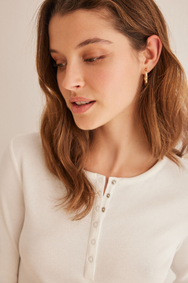 Women'secret T-shirt padeira branca 100% algod&atilde;o bege