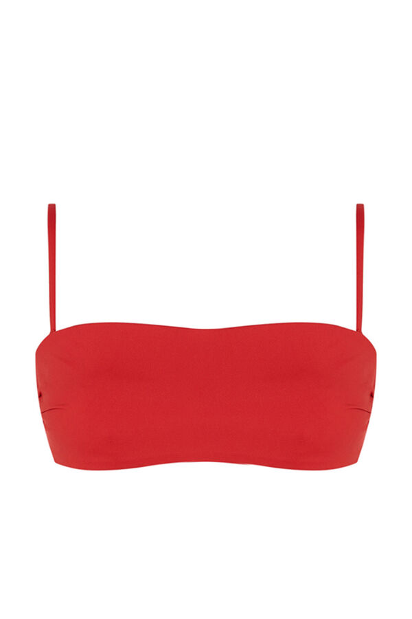 Women'secret Top bikini bandeau rojo frunce rojo