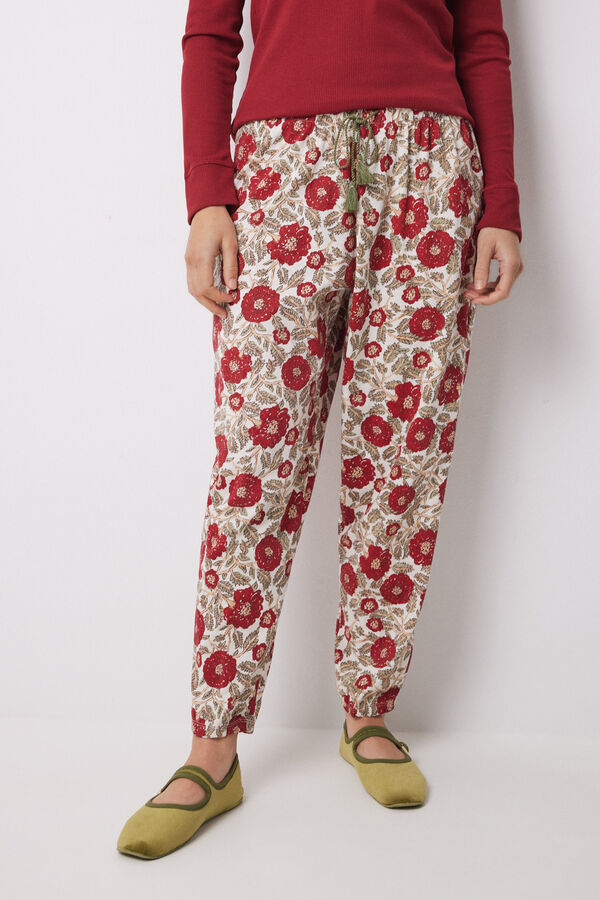 Women'secret Pantal&oacute;n pijama flores 100% algod&oacute;n estampado