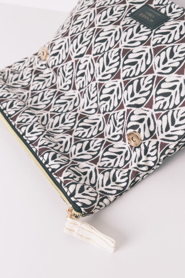 Women'secret Grande nécessaire de higiene acolchoada com estampa de folhas  castanho