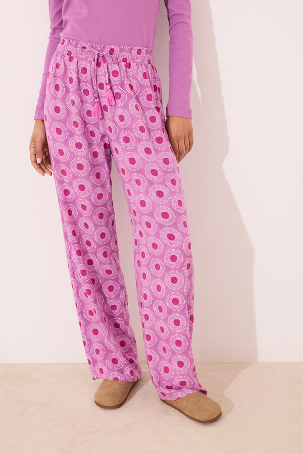 Women'secret Pantalón largo viscosa estampado geométrico estampado