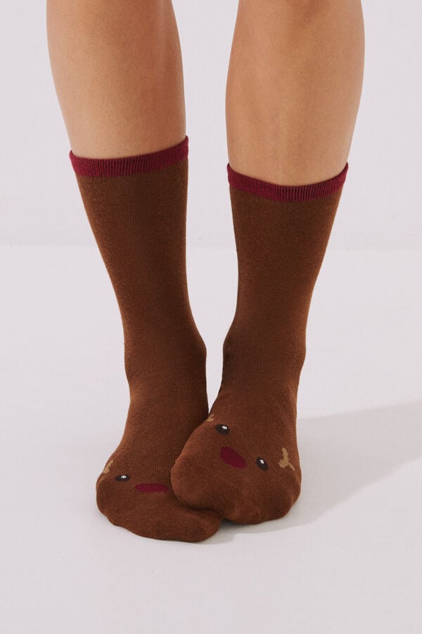 Women'secret Pack 2 meias algod&atilde;o Rudolph cru