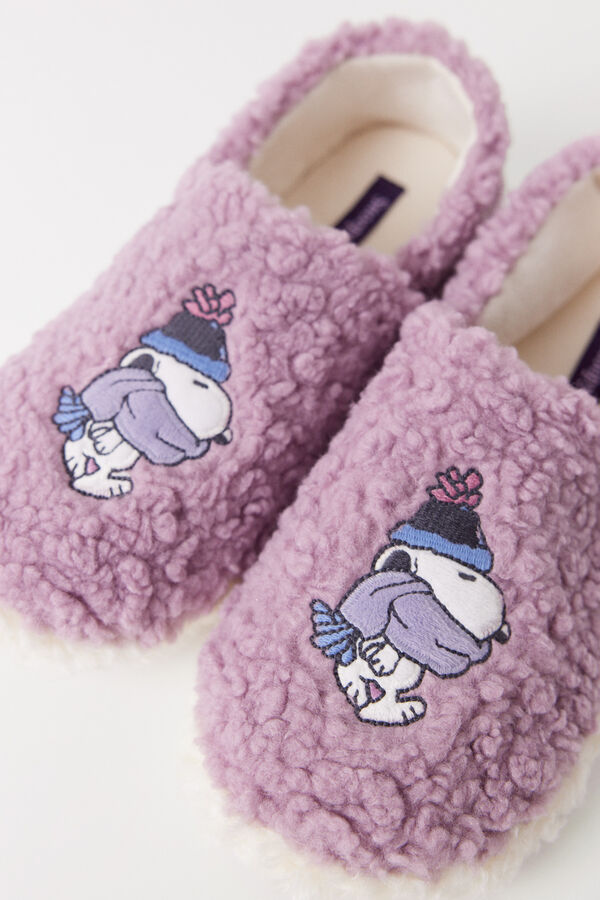 Women'secret Zapatillas casa borreguito Snoopy morado/lila