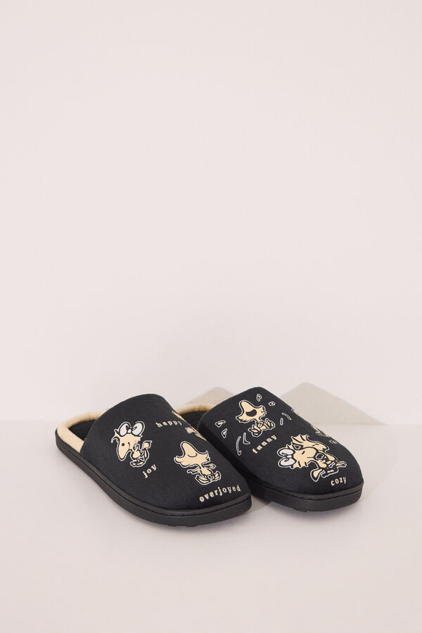 Women'secret Chinelos de quarto pretos Snoppy preto