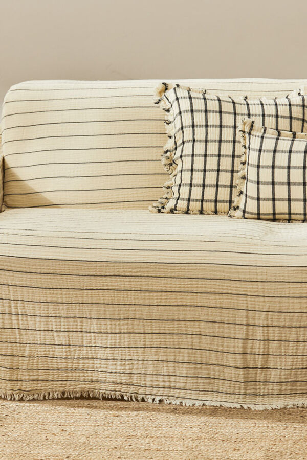 Calma House Colcha de muselina con rayas finas Gratto amarillo