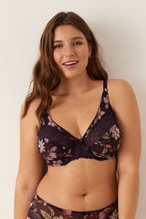 Promise Sujetador forrado capacidad tul estampado burdeos