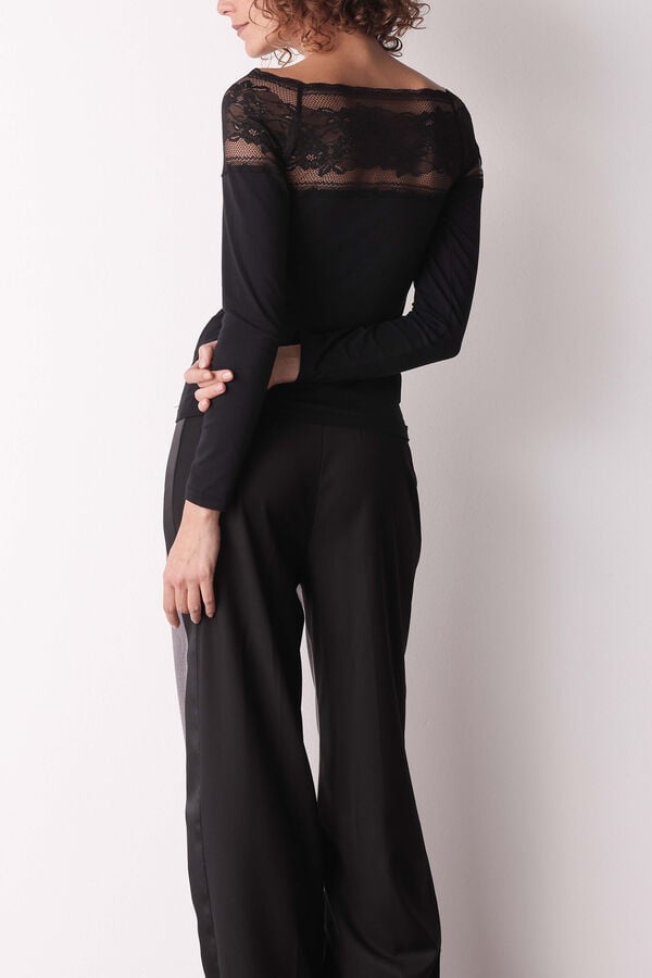 Cotonella Camiseta Cuello Barco Manga Larga negro