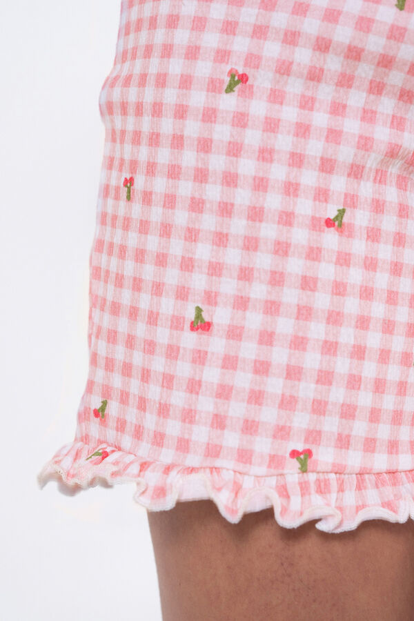 Ohma! Conjunto de pijama de pré-mamã com estampado vichy branco