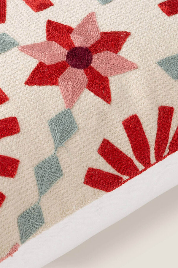 Textura Funda coj&iacute;n bordado geom&eacute;trico 45x45cm. marfil