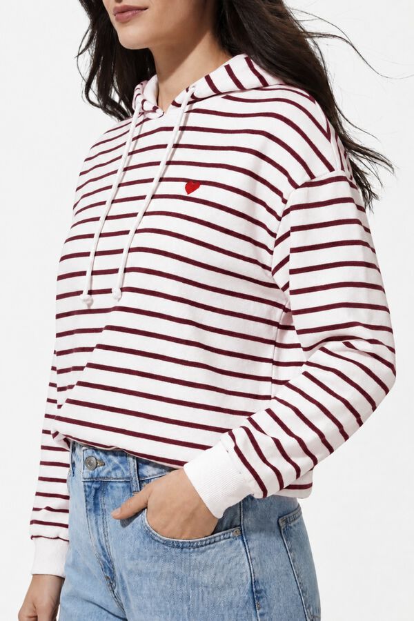 Pieces Sweatshirt com riscas e bordado branco