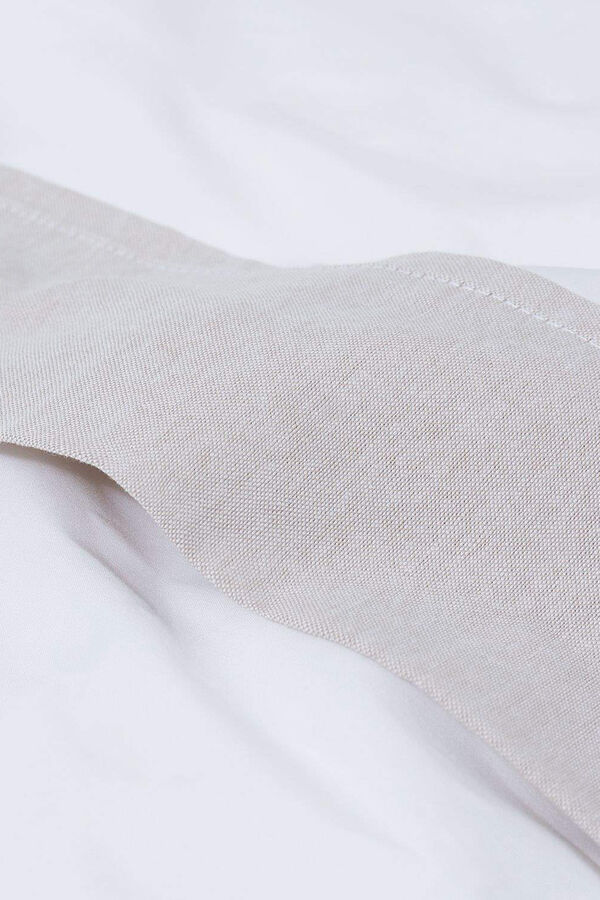 Textura S&aacute;bana algod&oacute;n percal combinaci&oacute;n tejidos. Cama 180-200cm. blanco