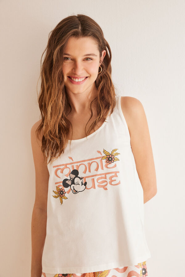 Women'secret Pijama corto 100% algod&oacute;n marfil Minnie marfil