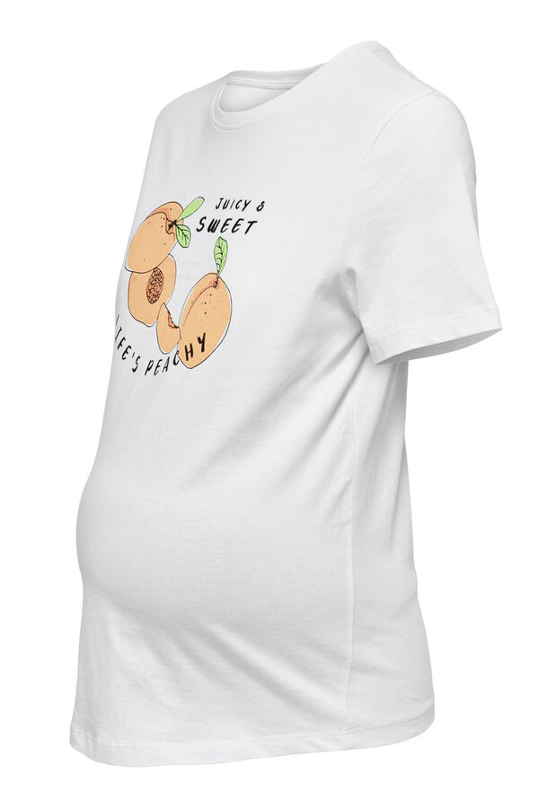 Only Maternity Camiseta manga corta premam&aacute;, 100% algod&oacute;n y dise&ntilde;o frontal. blanco