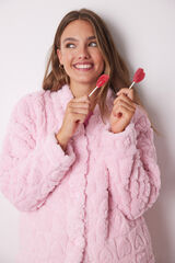 Women'secret Bata corta rosa pelo esponjoso corazones rosa