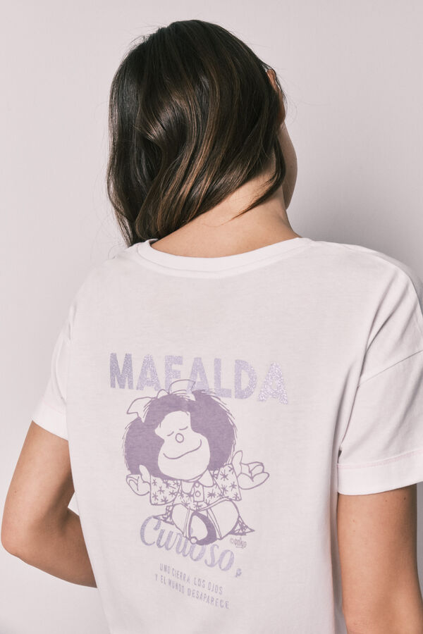Women'secret Pijama comprido em algod&atilde;o Mafalda aos quadrados estampado