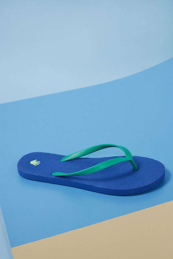 HI&BYE Chanclas azul logo estampado