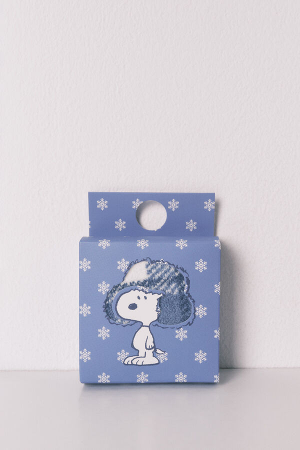 Women'secret Meias compridas de pelo com estampa xadrez do Snoopy azul