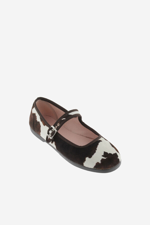 Victoria Bailarinas de terciopelo animal print blanco