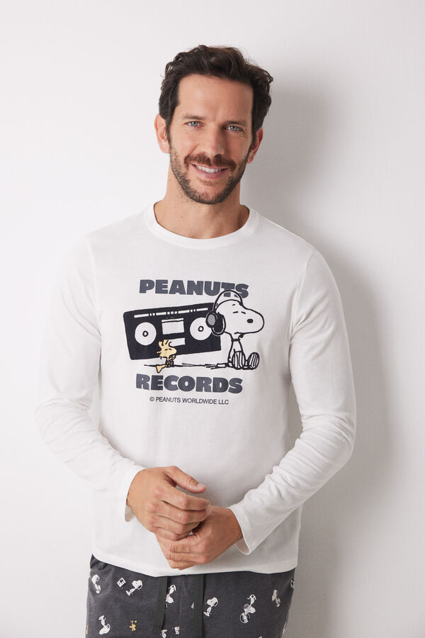 Women'secret Pijama largo hombre 100% algod&oacute;n Snoopy marfil