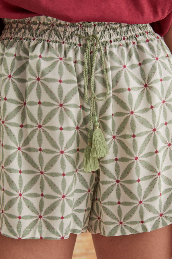 Womensecret Pantalón corto estampado geométrico verde estampado