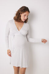 Women'secret Camisa de dormir curta de maternity em viscose cinza cinzento