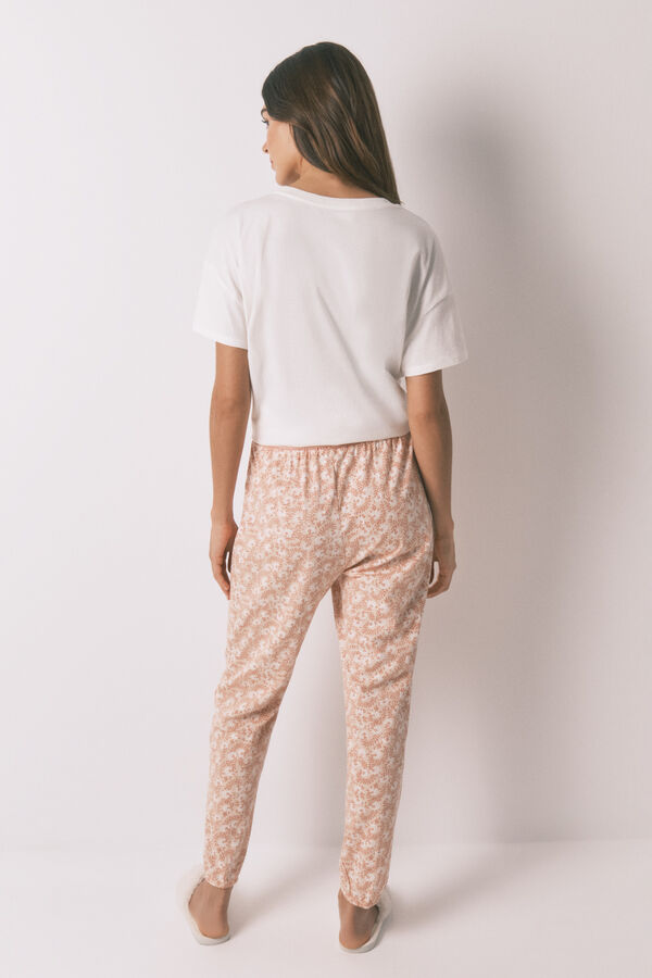 Women'secret Pantal&oacute;n skinny 100% algod&oacute;n flores naranja naranja