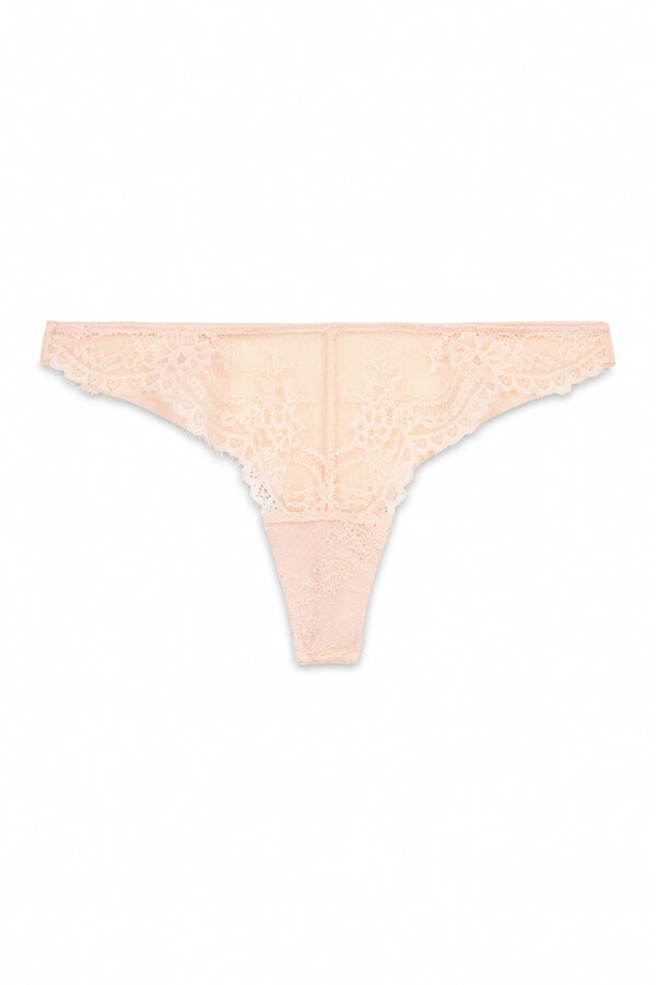 Women'secret Tanga encaje tul rosa rosa