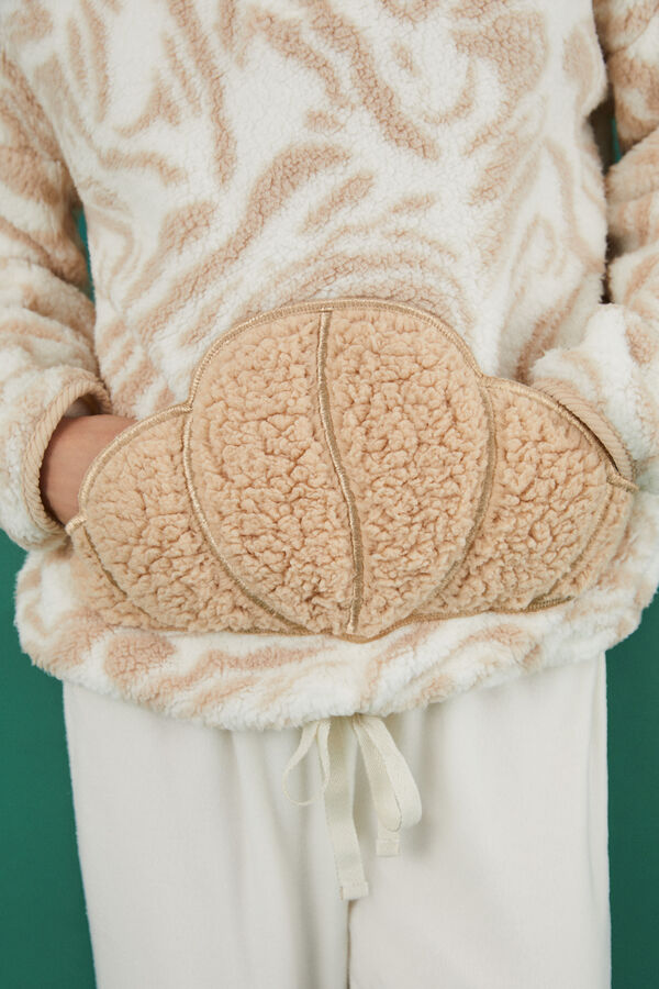 Women'secret Pijama polar croissant Manolo Bakes marfil