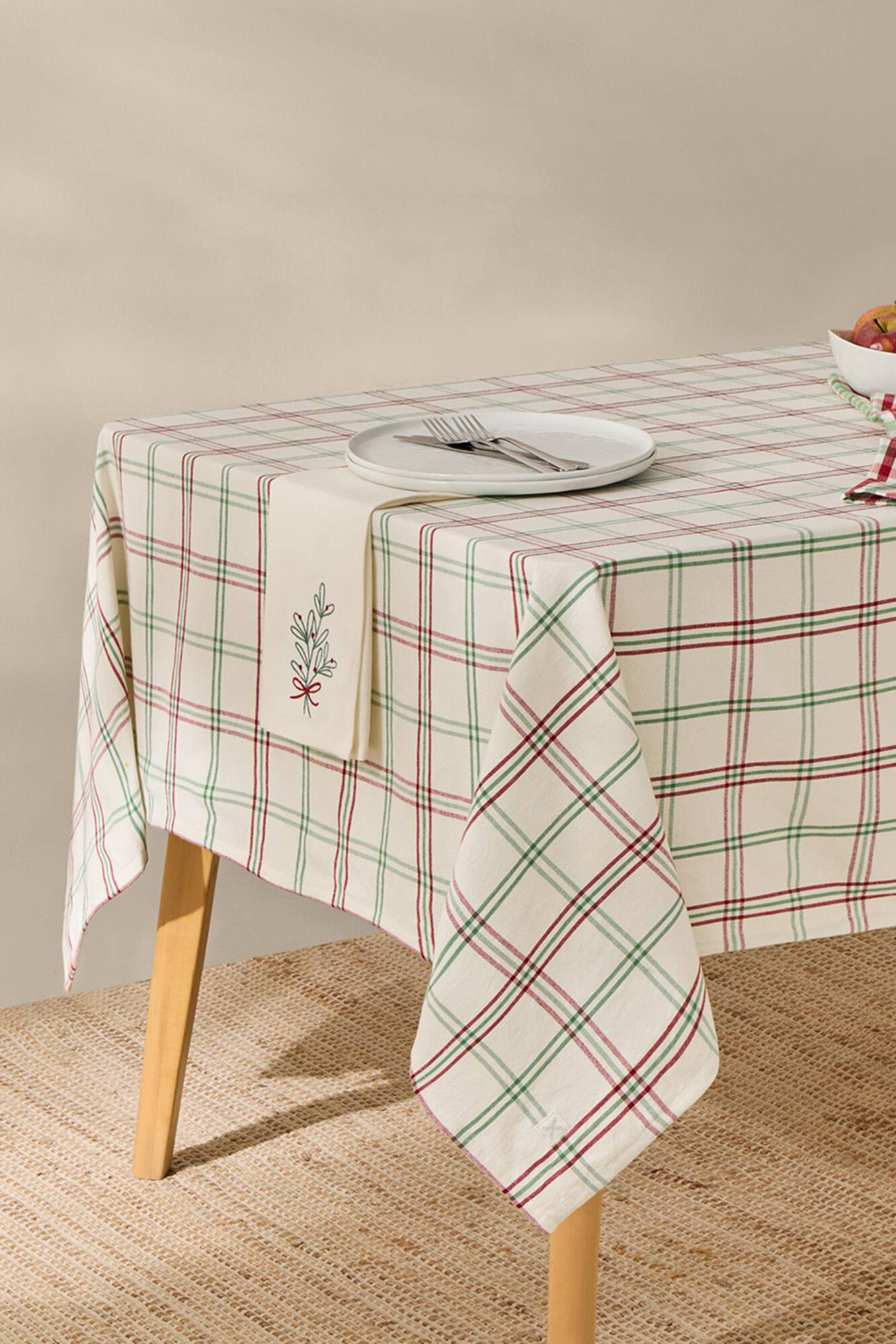 Textura Mantel algod&oacute;n cuadros