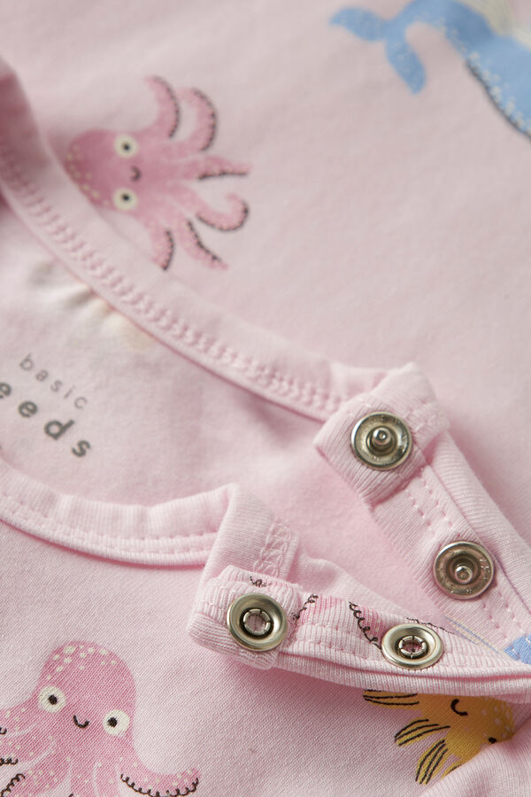 Name it Macacão manga curta com estampado de algodão orgânico rosa