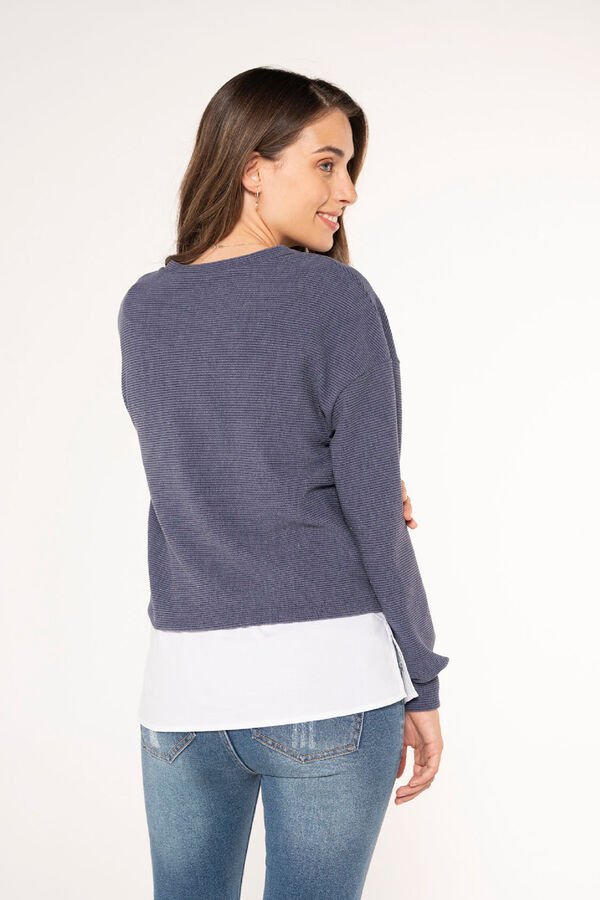 Ohma! Camisa lactancia con falso su&eacute;ter azul