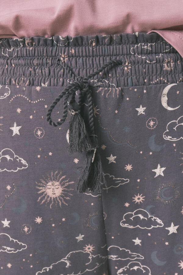 Women'secret Pantal&oacute;n largo 100% algod&oacute;n estampado astral gris