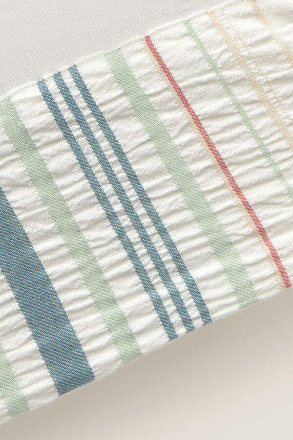 Textura Fronha riscas Seersucker estampado