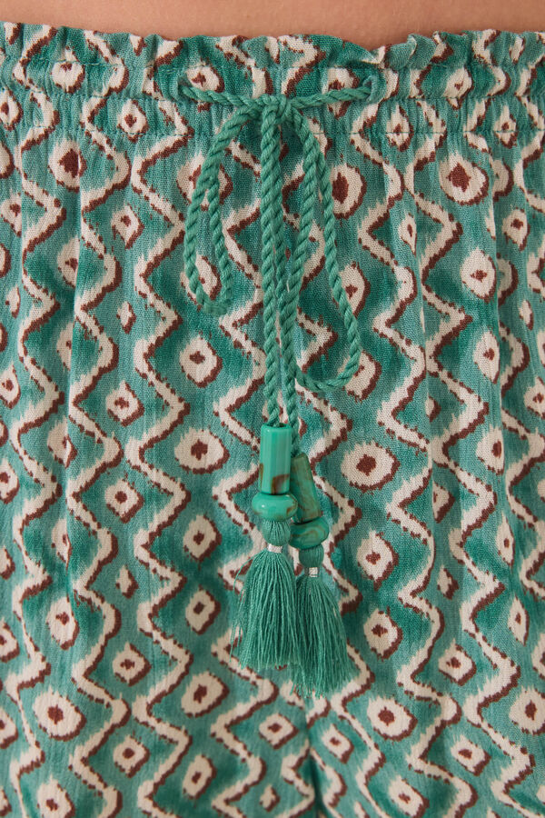 Women'secret Cal&ccedil;a de viscose com estampado geom&eacute;trica  verde