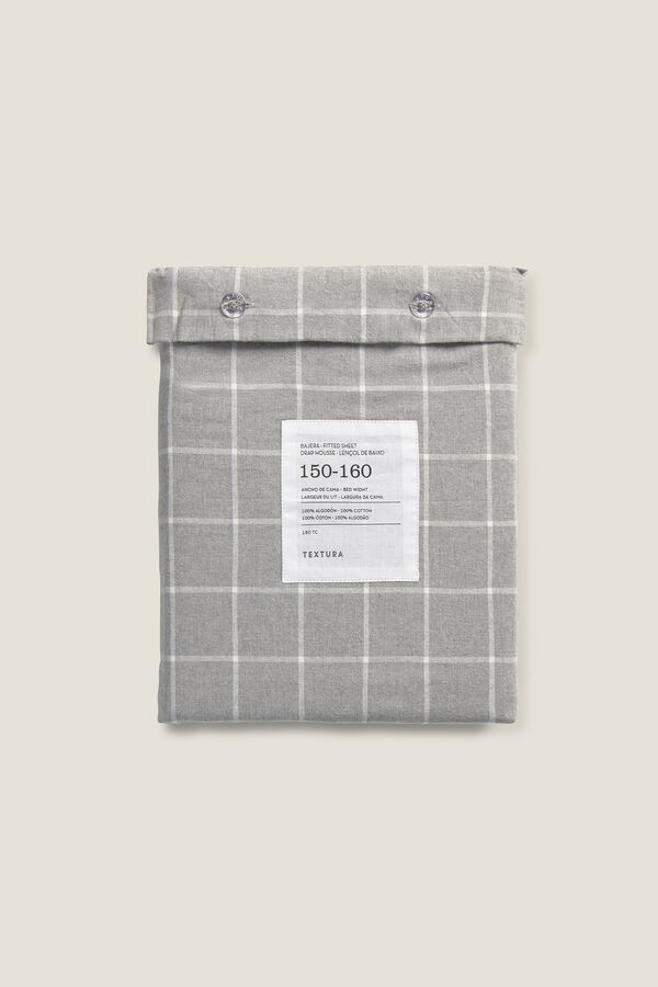 Textura Len&ccedil;ol justo de flanela de algod&atilde;o xadrez cinzento